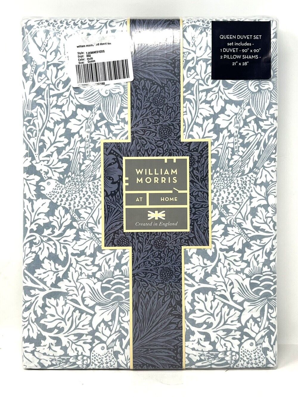 William Morris Bird Anemone Mineral QUEEN Duvet Cover Set Lt Blue NEW IN PACKAGE